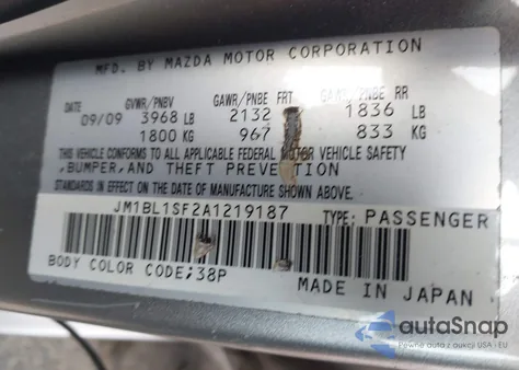 2010 Mazda Mazda3 I Sport из США, поврежденный, VIN JM1BL1SF2A1219187